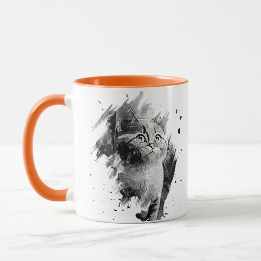 Tasse für Schwarz-Weiß-Malerei Katzenkatze anpassb (Links)