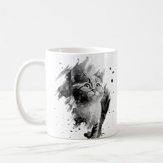 Tasse für Schwarz-Weiß-Malerei Katzenkatze anpassb (Links)