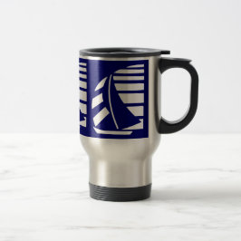 Tasse für Segelboote mit blauen und weißen Rennen