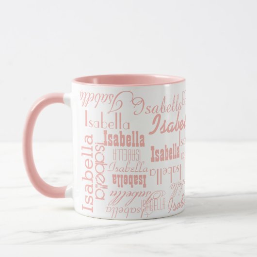 Tasse für Sie mit hellrosa Namensmuster (Links)