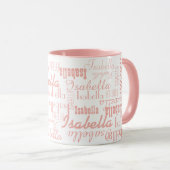 Tasse für Sie mit hellrosa Namensmuster (VorderseiteRechts)