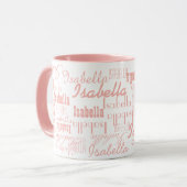 Tasse für Sie mit hellrosa Namensmuster (Vorderseite Links)