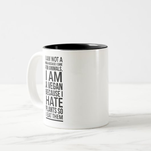 Tasse für vegane Quotes (Vorderseite Links)