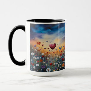 Tasse für verzaubertes Herz und Wildblumen
