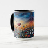 Tasse für verzaubertes Herz und Wildblumen (Vorderseite Links)