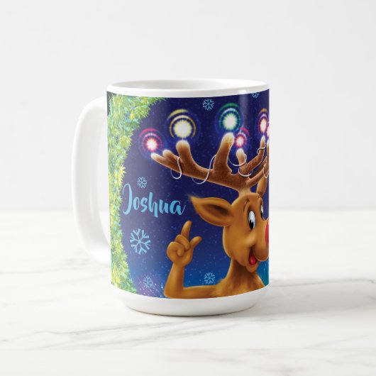Tasse für Weihnachtskaffee , Rudolph & Lights (Vorderseite Links)