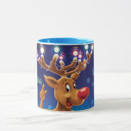 Tasse für Weihnachtskaffee , Rudolph & Lights (Zentrum)