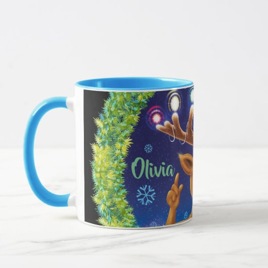 Tasse für Weihnachtskaffee , Rudolph & Lights (Links)