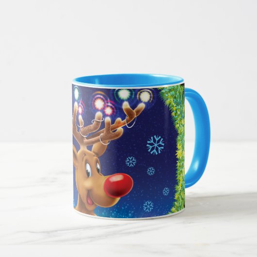 Tasse für Weihnachtskaffee , Rudolph & Lights (VorderseiteRechts)