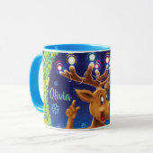 Tasse für Weihnachtskaffee , Rudolph & Lights (Vorderseite Links)