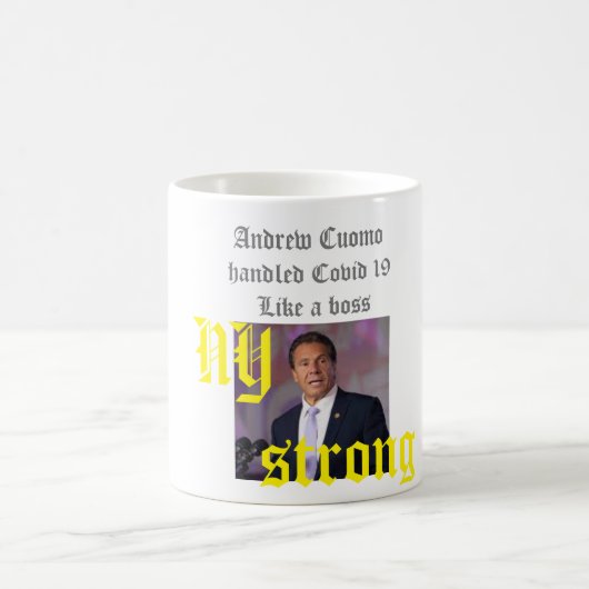 Tasse für weißen Kaffee mit Bild von Andrew Cuomo (Mittel)