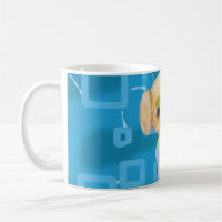 Tasse für Welpen-Cyan Light Blue Geometric Squares