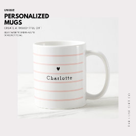 Tasse für winzigen Heart Stripe Monogram Coffee Te