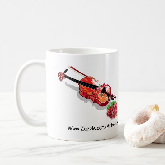 Tasse / Geige mit Rose (Mit Donut)