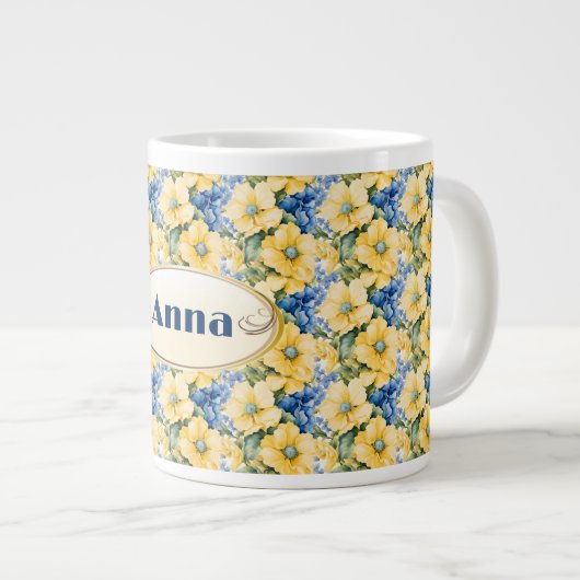 Tasse Gelb und Blumen (Vorderseite Rechts)