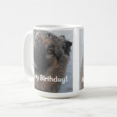Tasse German Shepherd lächelt glücklich Geburtstag (Vorderseite Links)
