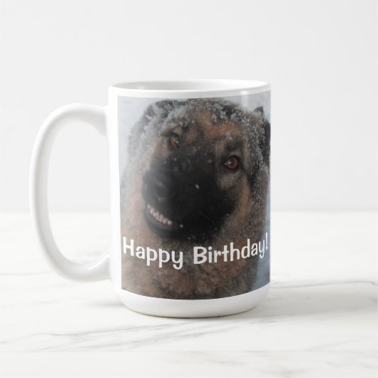 Tasse German Shepherd lächelt glücklich Geburtstag (Links)