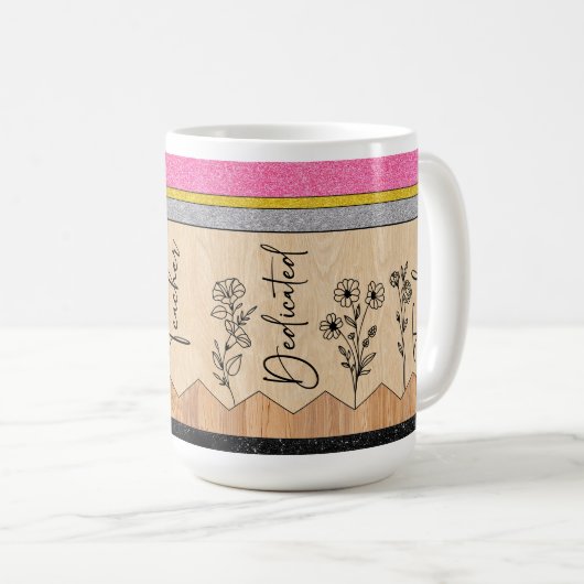 Tasse-Geschenk für Lehrer, Teach-Blume-Kaffee Kaffeetasse (VorderseiteRechts)