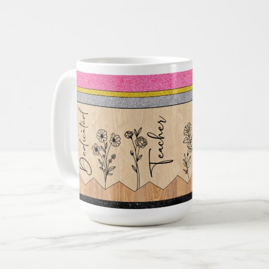 Tasse-Geschenk für Lehrer, Teach-Blume-Kaffee Kaffeetasse (Vorderseite Links)