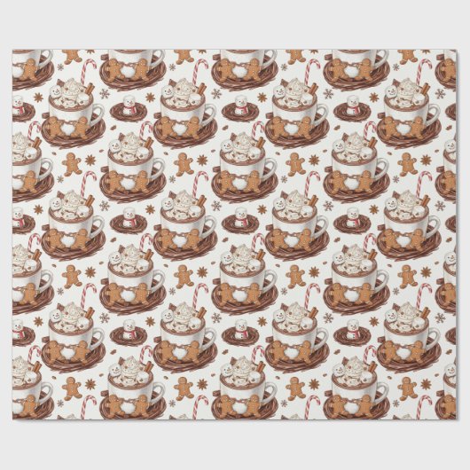 Tasse Gingerbrot und Marshmallow Geschenkpapier (Flach)