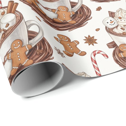 Tasse Gingerbrot und Marshmallow Geschenkpapier (Rolleneckpunkt)