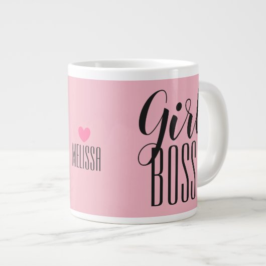 Tasse Girl Boss Personalisierter Name Herz Rosa (Vorderseite Rechts)