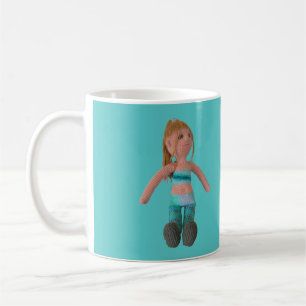 Tasse - Girl Doll über Aqua Hintergrund