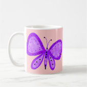 Tasse Girls Kid's rosa Lila 2 Schmetterlinge (Links)