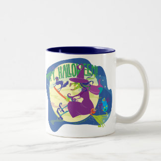 TASSE glückliche Halloween-Hexe mit Katze und