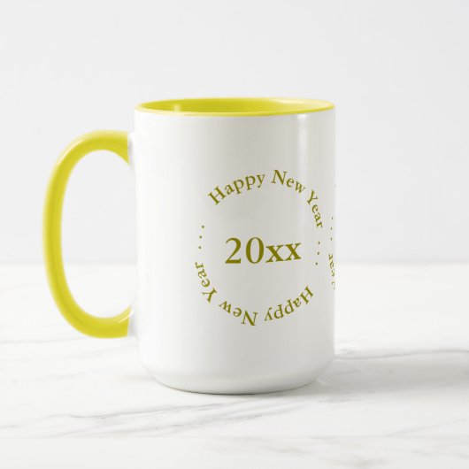 Tasse - Glückliches neues Jahr mit Datum (golden) (Links)