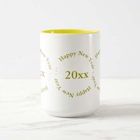 Tasse - Glückliches neues Jahr mit Datum (golden) (Zentrum)