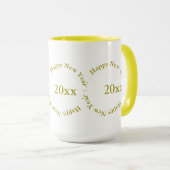 Tasse - Glückliches neues Jahr mit Datum (golden) (VorderseiteRechts)