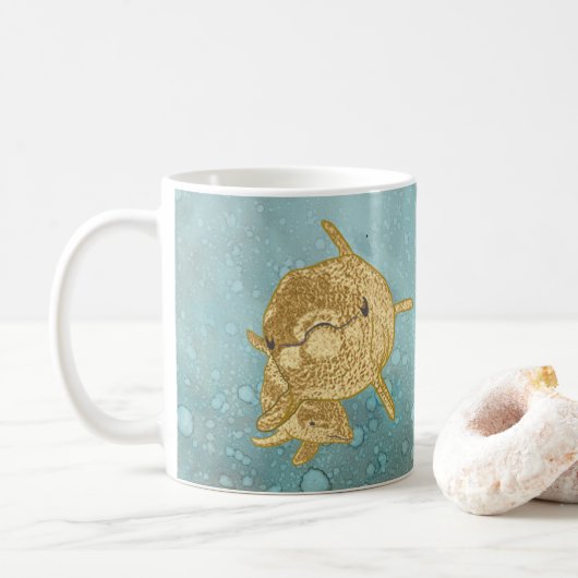 Tasse "Goldene Delphine Mommy & Baby" (Mit Donut)