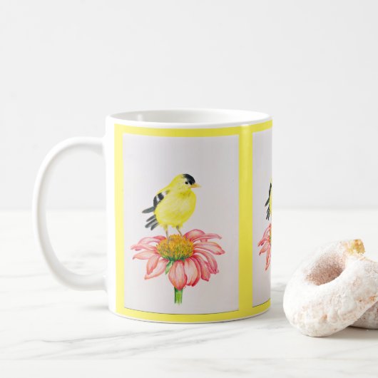 Tasse Goldfinch über den Tiefkühler (Mit Donut)