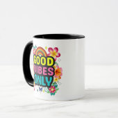Tasse 'Good Vibes Only' - Farbige Regenbogen-Kaffe (Vorderseite Links)