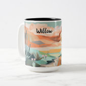 Tasse Groß mit Western Abstrakt Landschaftlich (Vorderseite Links)