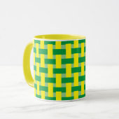 Tasse - Grün-gelber Webmuster (Vorderseite Links)