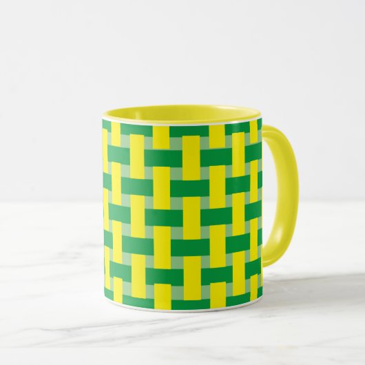Tasse - Grün-gelber Webmuster (VorderseiteRechts)