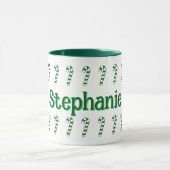 Tasse - grüne Candy Canes mit Namen (Zentrum)