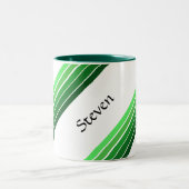 Tasse - Grüne Diagonalstreifen mit Namen (Mittel)