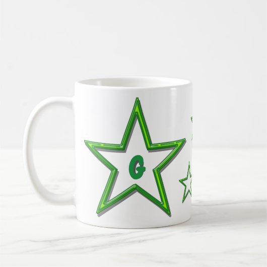 Tasse - Grüne Sterne mit Buchstaben (Links)