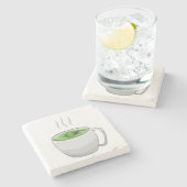 Tasse grüner Tee Steinuntersetzer (Seitenansicht)