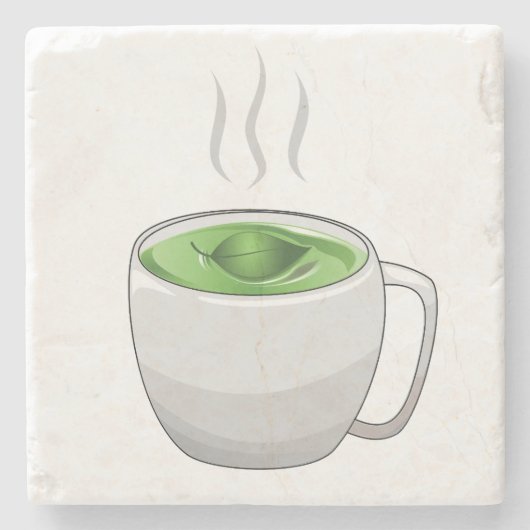 Tasse grüner Tee Steinuntersetzer (Vorderseite)