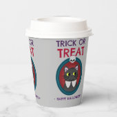 Tasse Halloween-Party, Katze im Portrait Pappbecher (Rückseite)