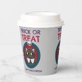 Tasse Halloween-Party, Katze im Portrait Pappbecher (Vorderseite)