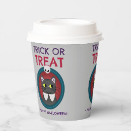 Tasse Halloween-Party, Katze im Portrait Pappbecher