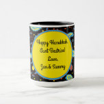 Tasse "Hanukkah Paisley Dreidels and Stars"<br><div class="desc">Tasse "Hanukkah Paisley Dreidels and Stars". Personalisieren Sie Ihre eigenen Wörter mit Ihrem bevorzugten Schriftart, Stil und Farbe. Die (Gelbe Wortblase kann verschoben oder gelöscht werden, wenn Sie lieber das Design ohne Text haben möchten.) Genießen Sie diese Hanukkah Tasse für sich selbst oder für jemanden auf Ihrer Geschenkliste. Es macht...</div>