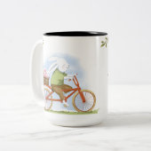 Tasse "Happy Oaster" mit einem Bild eines Hasen. (Vorderseite Links)