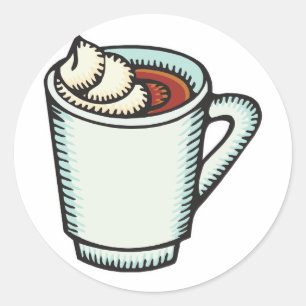 Tasse heißer Kakao mit Schlagsahne Runder Aufkleber