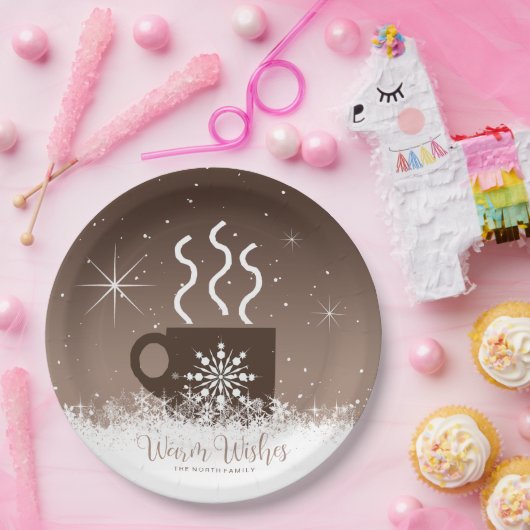 Tasse Heißes Getränk mit Schneebräse ID595 Pappteller (Party)